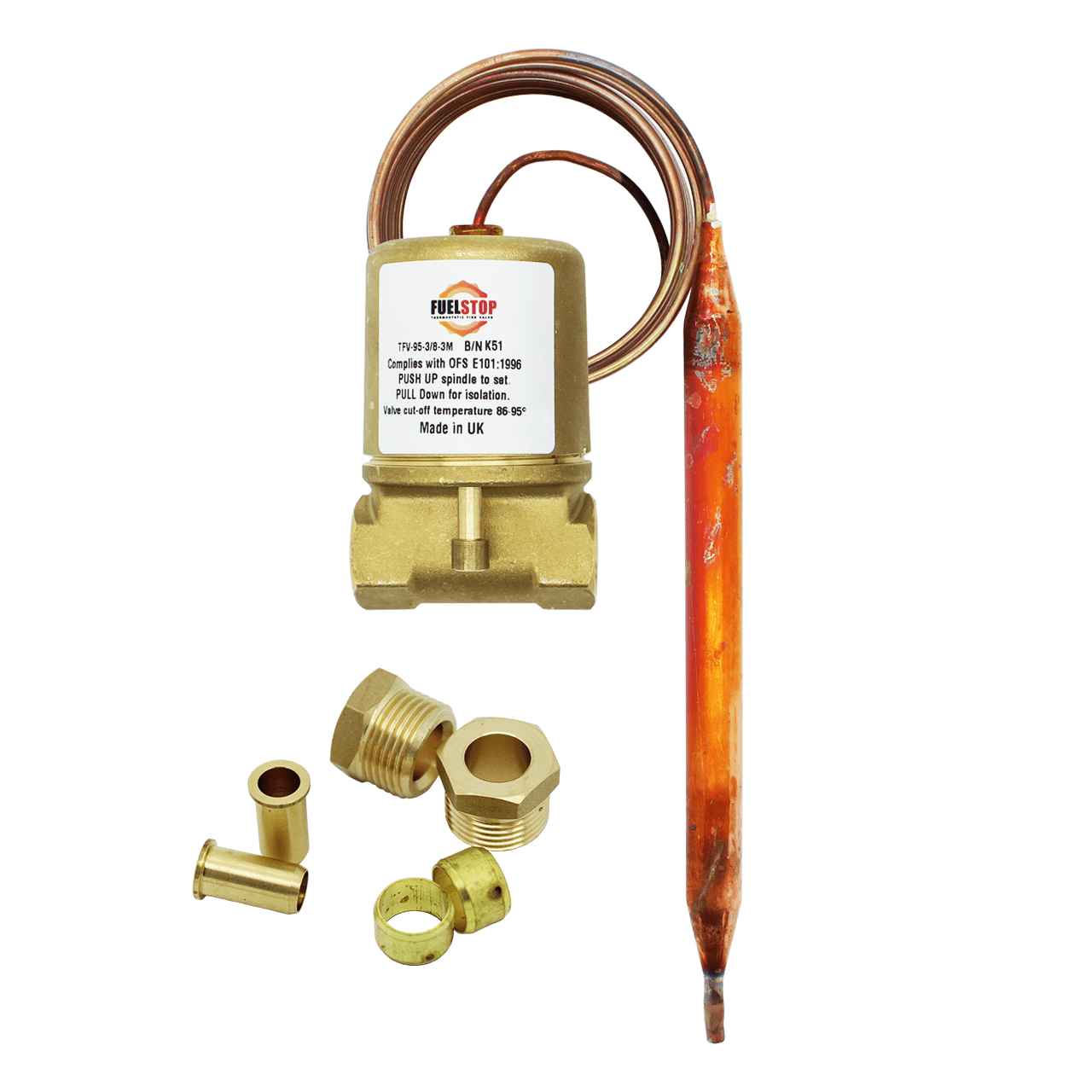 Fuelstop TFV Capillary 3/8" 10mm Fire Valve Oil Heating Fuel Dump